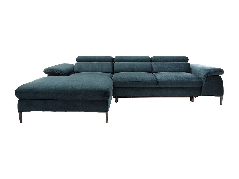 Design-hoekslaapbank met hoek links van nachtblauw velours SEPINA