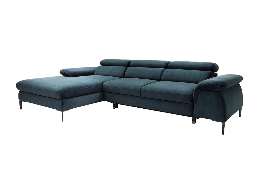 Design-hoekslaapbank met hoek links van nachtblauw velours SEPINA