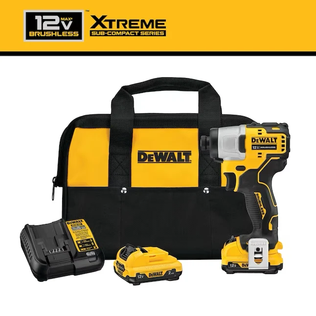 DEWALT XTREME 12-volt Max 1/4- Brushless Accu Impact Driver (2-Batteries Included, Charger Included and Soft Bag included)
