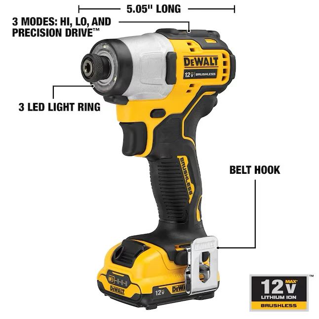 DEWALT XTREME 12-volt Max 1/4- Brushless Accu Impact Driver (2-Batteries Included, Charger Included and Soft Bag included)