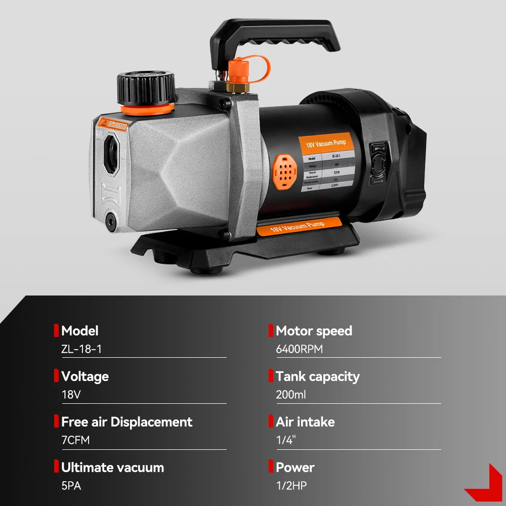 ONEVAN 7CFM 5PA Refrigerant Vacuum Pump Car Household Air Conditioning | Makita 18V Battery met Draagkoffer