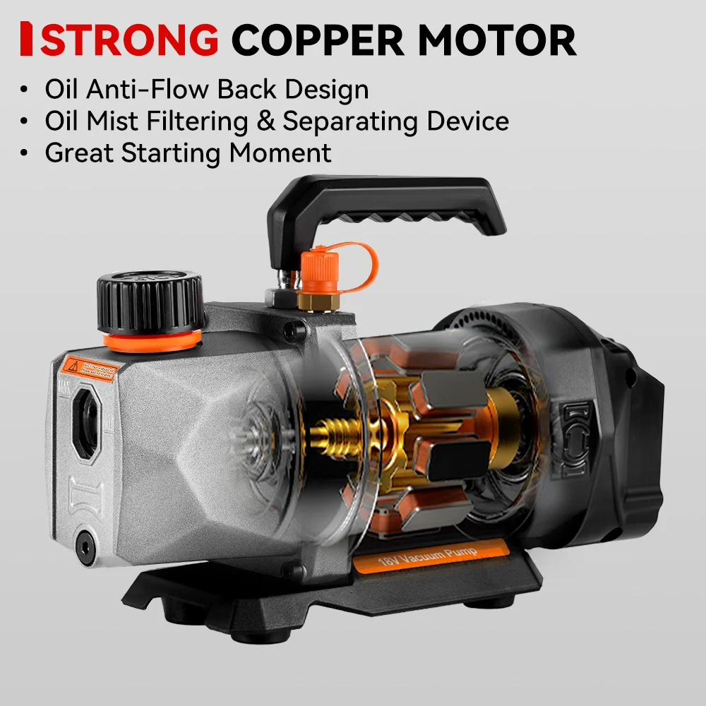 ONEVAN 7CFM 5PA Refrigerant Vacuum Pump Car Household Air Conditioning | Makita 18V Battery met Draagkoffer