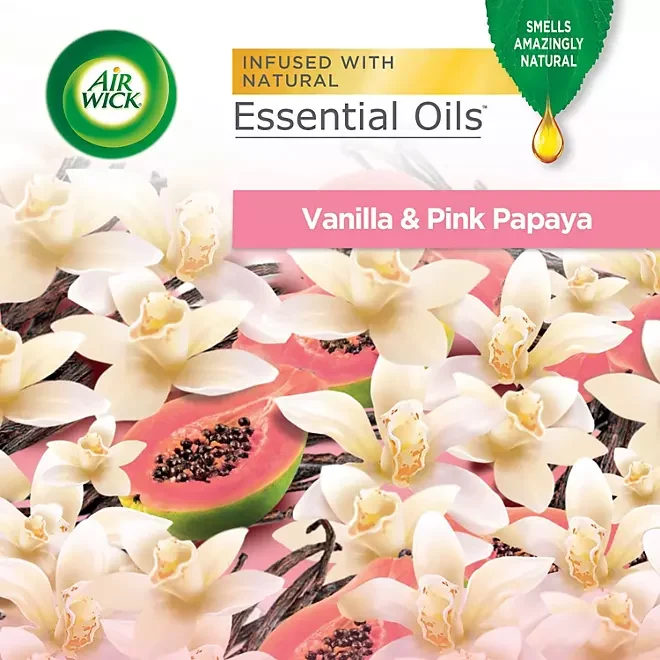 Air Wick Scented Oil Air Freshener Kit, Vanilla & Framboos Papaya (2 Warmers +7 Refills)