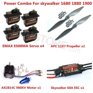 Power Combo Kit Skywalker 1680 1880 1900 EPO RC Airplane Motor ESC Props and Servos