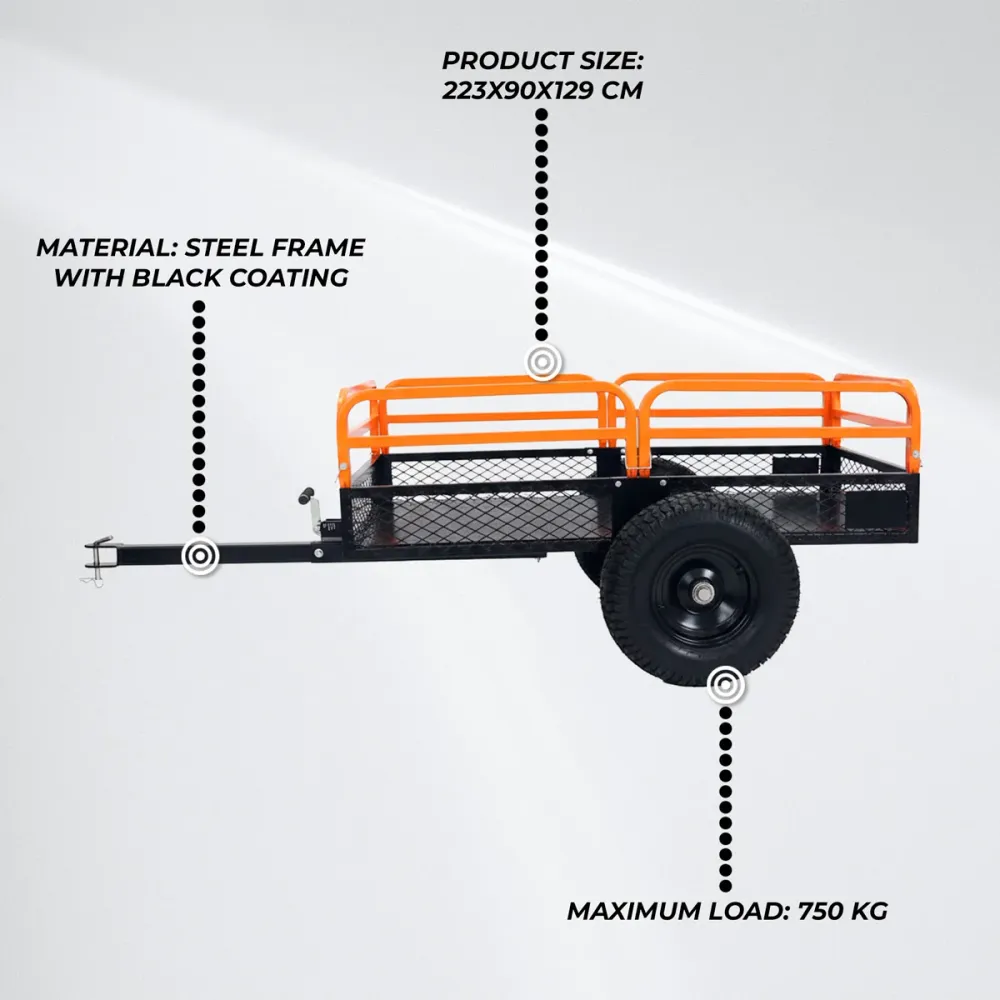 Fornorth ATV Trailer 223x90x129cm met afneembare kogelkop