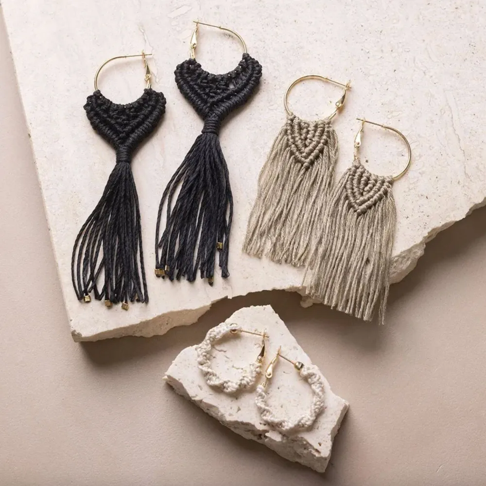 Como fazer uns brincos de micro-macramé - Kit DIY
