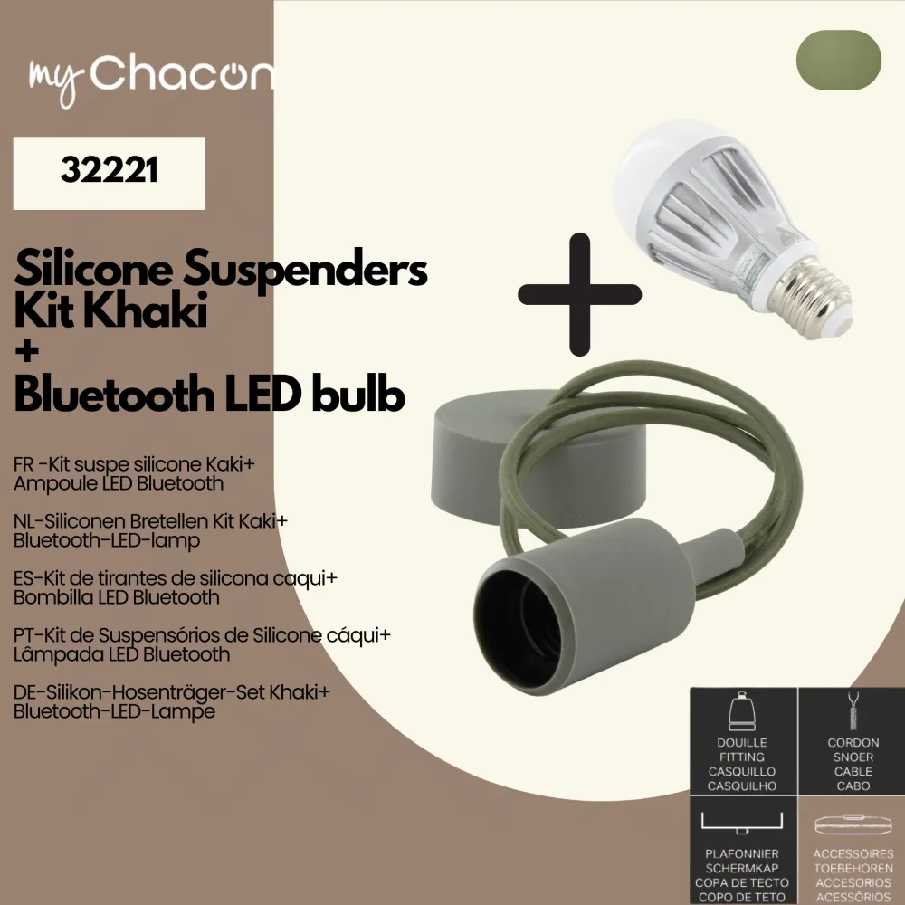 Khaki hanging kit + bluetooth LED bulb