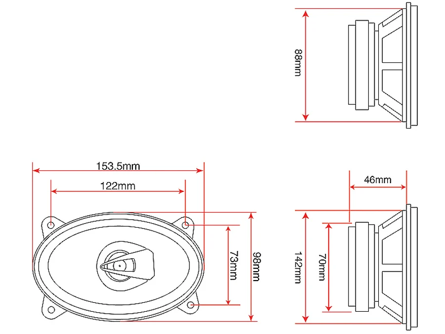 Autoluidsprekers Blazen WH-4616 4x6 "Maximaal vermogen 110W
