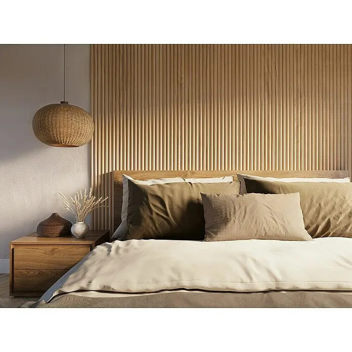 CanDo Akoestische panelen Decowall Acoustic Curve - l x b: 260 x 30 cm, Hoogte: 1,9 cm, Natuur eiken