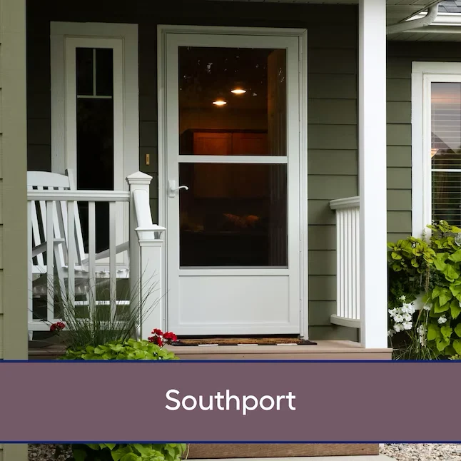 LARSON Southport 36- x 81- Cappuccino Mid-view Self-storing Aluminum Storm Door Brown Handle