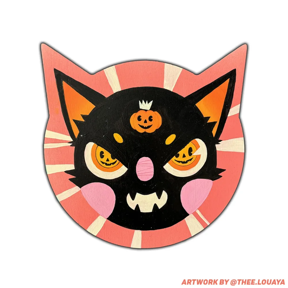 Trekell Kitty Panel - Wooden Zeildoek Halloween