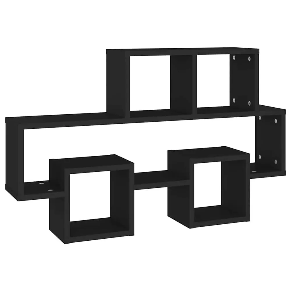 Wandschap auto-vormig 82x15x51 cm bewerkt hout zwart