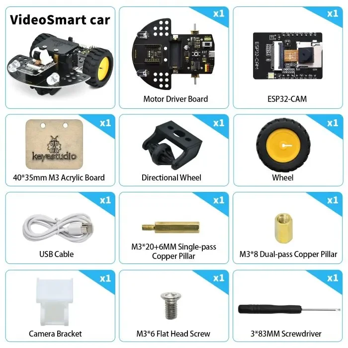 KeyeStudio ESP32-CAM Vision Zelflerend Car Arduino Robot Kit