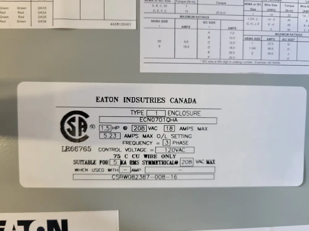 1.5 hp, NEMA Size 0, 24 VDC Non-Combination Starter ECN0701QHA w/ CPT