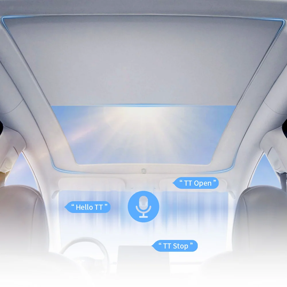 Tesla Model Y 2019-2023 Voice Control Volautomatisch Electric Glass Roof Sunshade