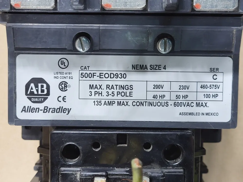 100hp 135Amp Contactor 500F-EOD930 120-600VAC Overload Relay 592-EUTE