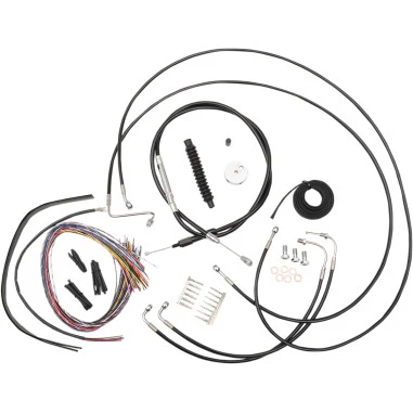 Complete Koolzwart Vinyl Braided Handlebar Cable/Brake Line Kit Harley-Davidson