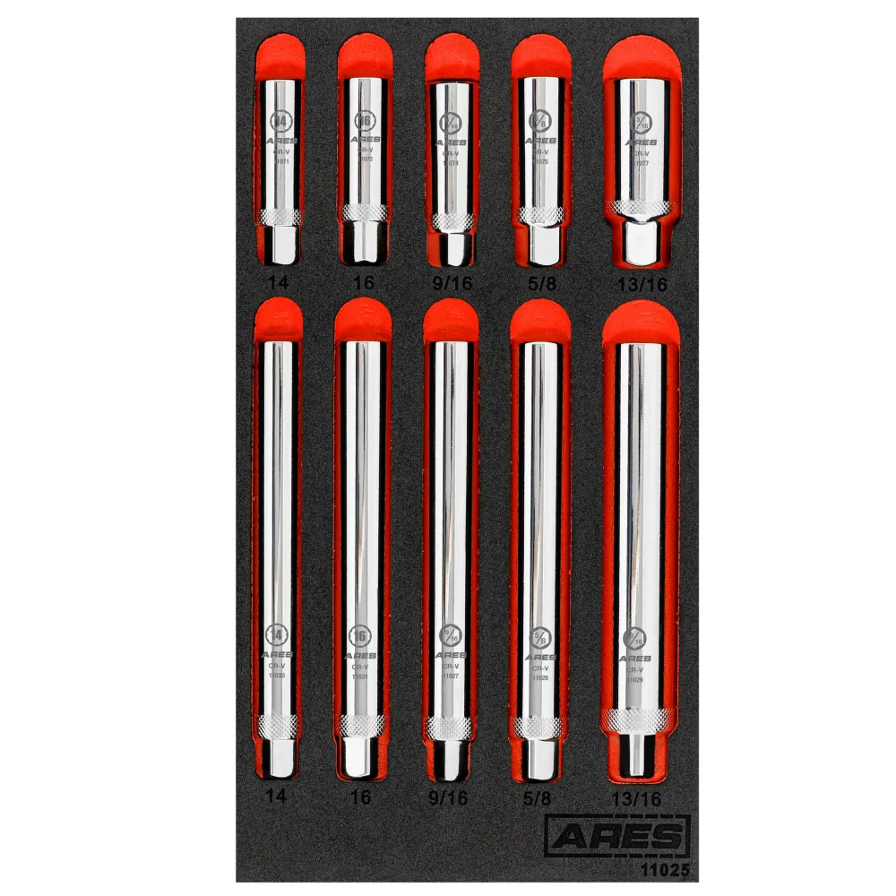 ARES 11025 - 10-Piece Extra Deep and Standaard Length Spark Plug Socket Set