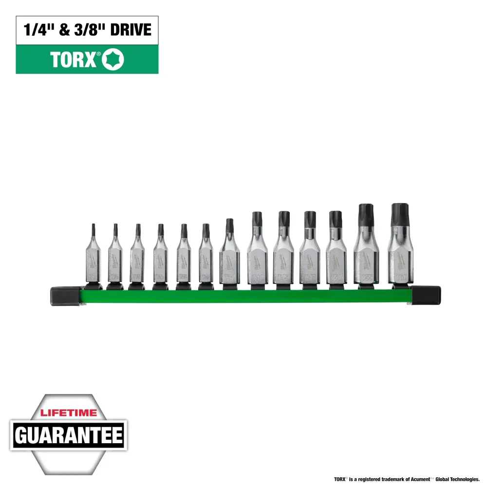 MILWAUKEE 13 PC. 1/4" & 3/8" Drive TORX Bit Socket Set