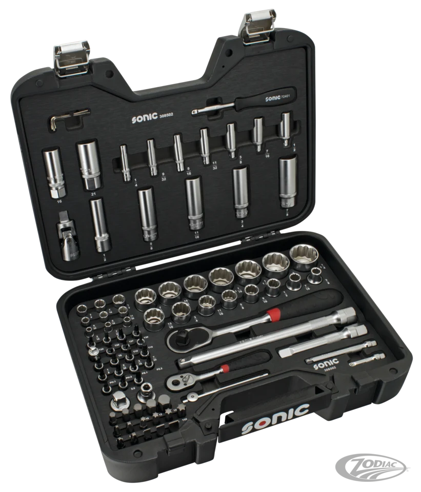 Sonic 85pc 1/4"+1/2" drive socketset SAE Harley-Davidson