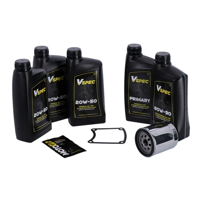 Kit Cambio Aceite 'Big Oil'. Mineral. Filtro Cromado Para Harley Davidson 87-94 FXR Eenvoudig te vervangen