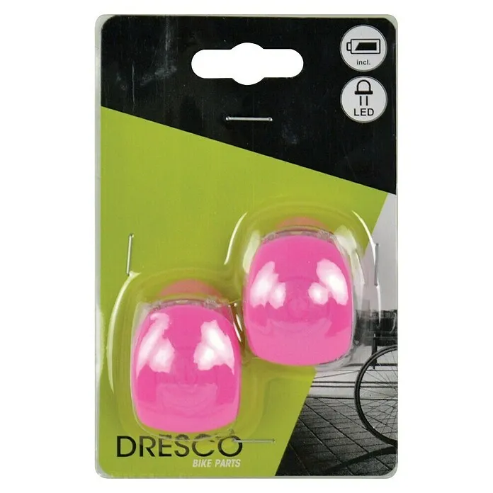 Dresco Fietsverlichtingsset Siliconen Roze - Led, Rood / Wit