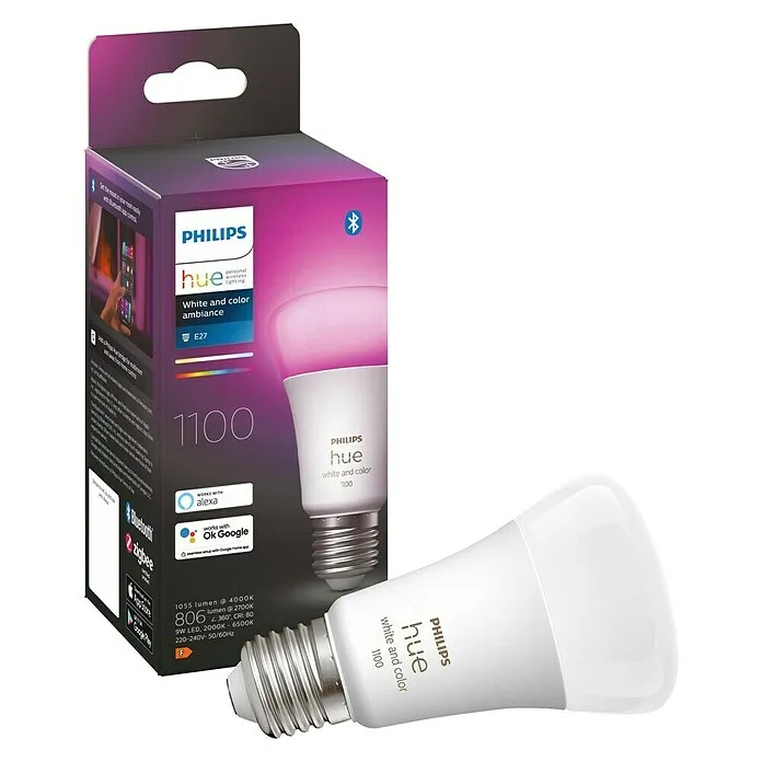 Philips Hue Smart-ledlampen set Sneeuwwit & Color Ambiance - E27, Dimbaar, RGBW, 1.100 lm, 9 W, 1 st.
