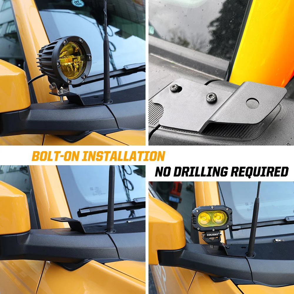 2021-2024 Ford Bronco Solo Lamp Hood Hinge Mounting Brackets(2pcs/Set)