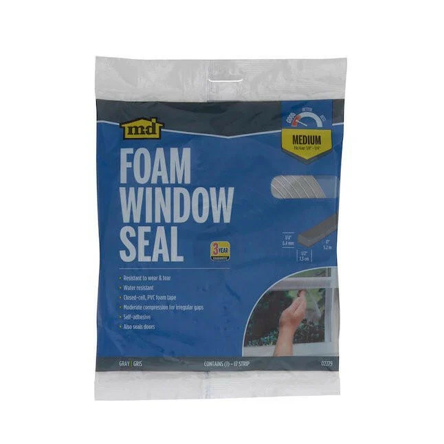 M-D 17-ft x 1/2- Grijs Foam Window Weatherstrip