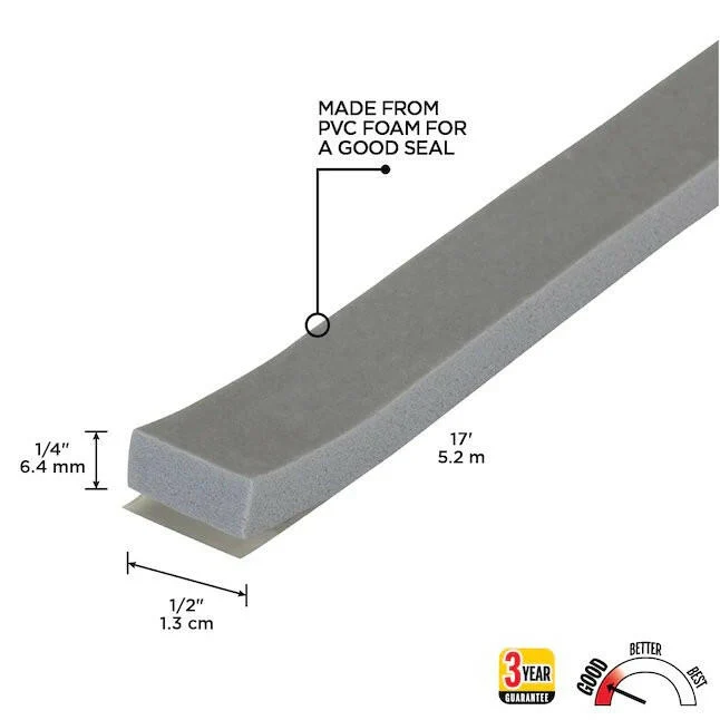 M-D 17-ft x 1/2- Grijs Foam Window Weatherstrip