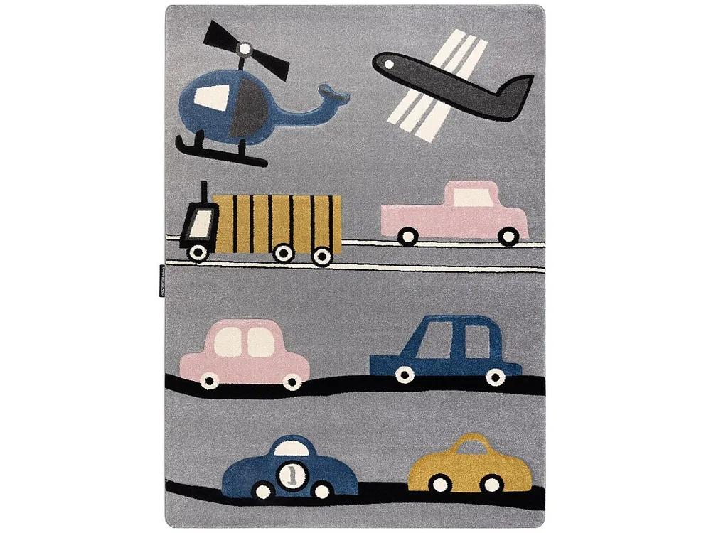 Tapijt PETIT TOYS SPEELGOED AUTO'S WAGEN grijskleuring 180x270 cm