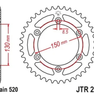 Corona JT 251 de acero con 48 dientes paso 520 autolimpiable compatibel met VW Golf VII
