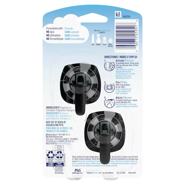 Febreze Car 0.07-oz Platinum Ice Dispenser Air Freshener tweepak