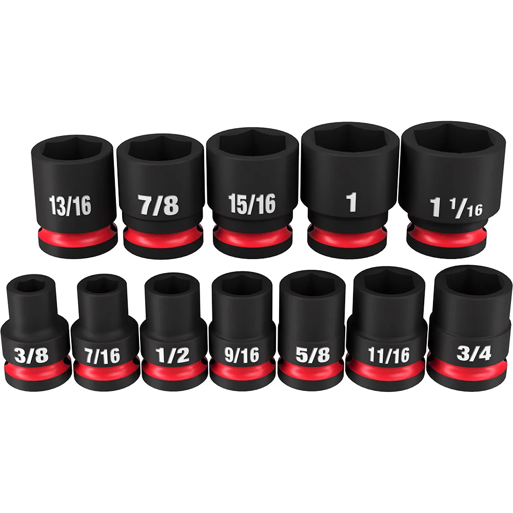 MILWAUKEE 12PC SHOCKWAVE Impact Duty 1/2" Drive SAE Regulier 6 Point Socket Set