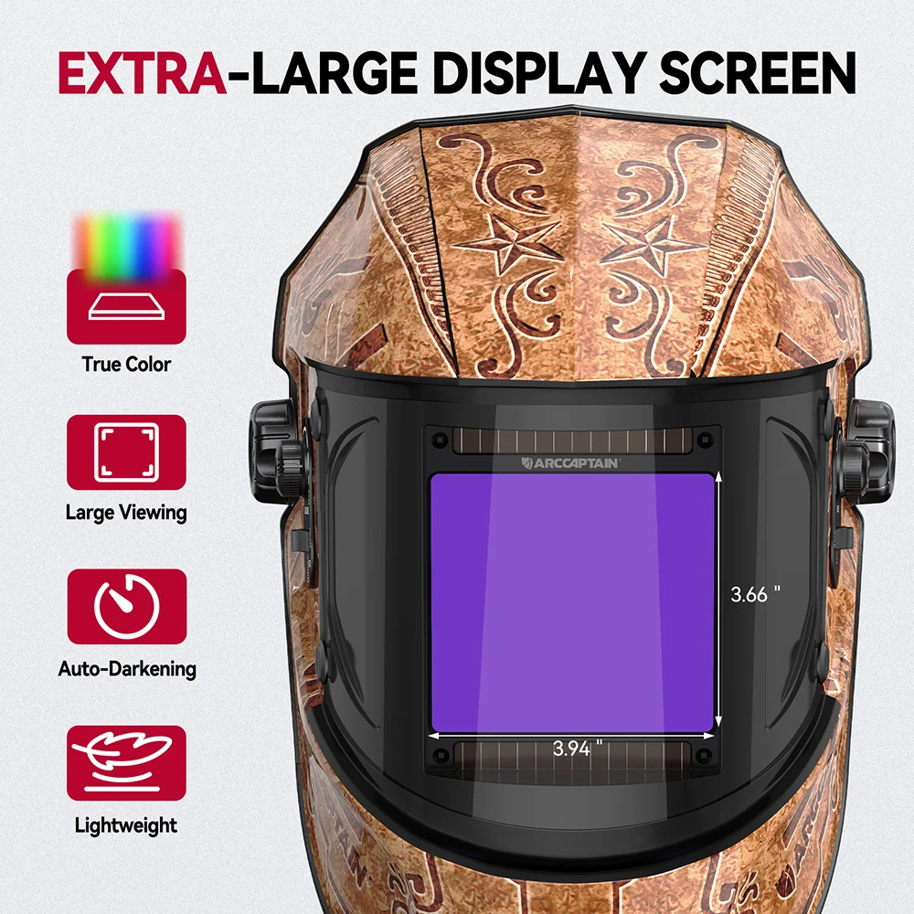 Auto Dim Welding Hood Wood Etched EXSpace VisionX200