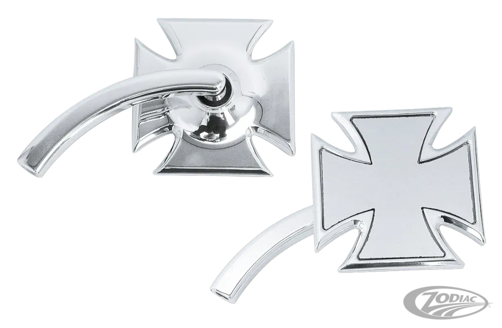 Billet Maltese Cross mirror left polish Harley-Davidson