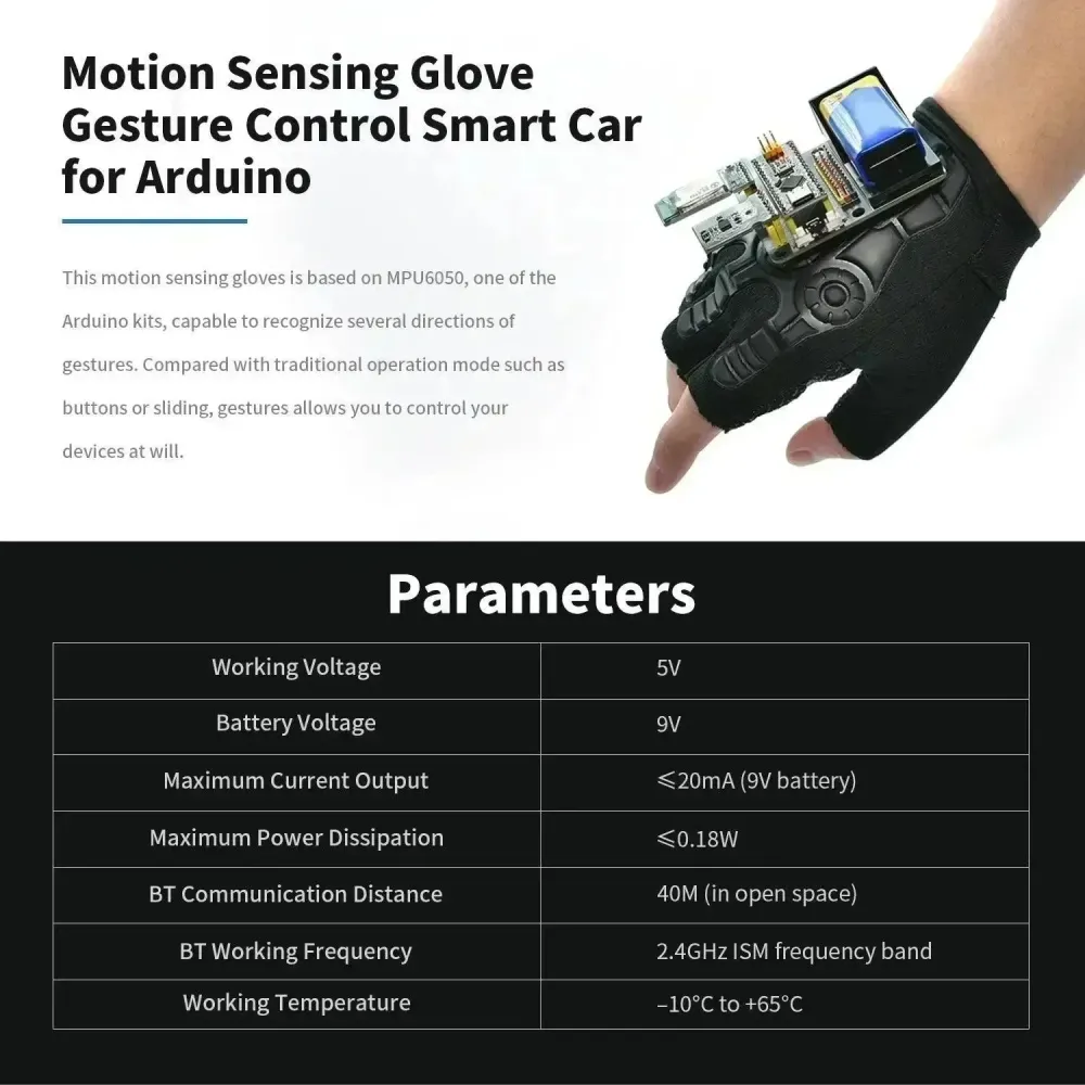 KeyeStudio Motion Sensing Glove Gesture Nano Control Zelflerend Car