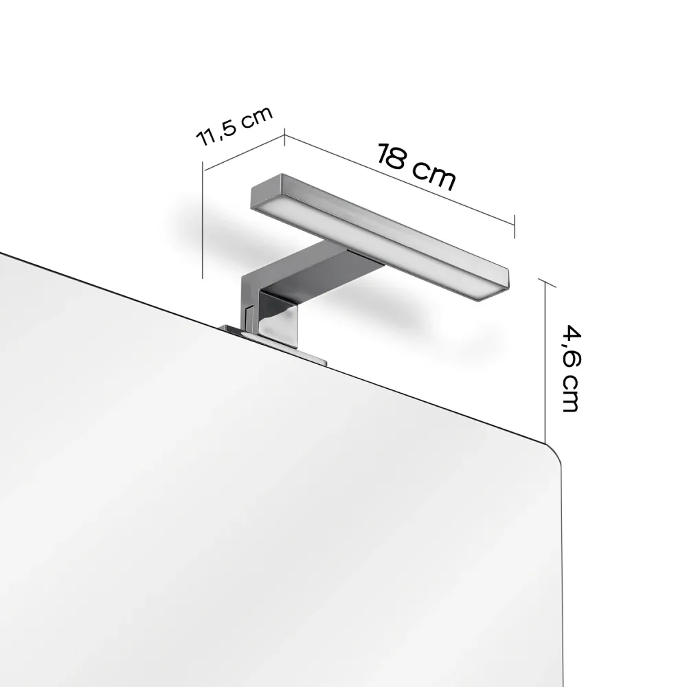 LED lamp 18 cm mirror voor alle modellen attachment Madeira model Gedy - Chrome