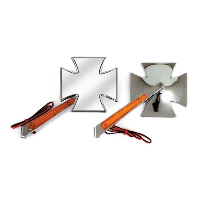 Maltese Mirror Set, Lights Stem Harley-Davidson