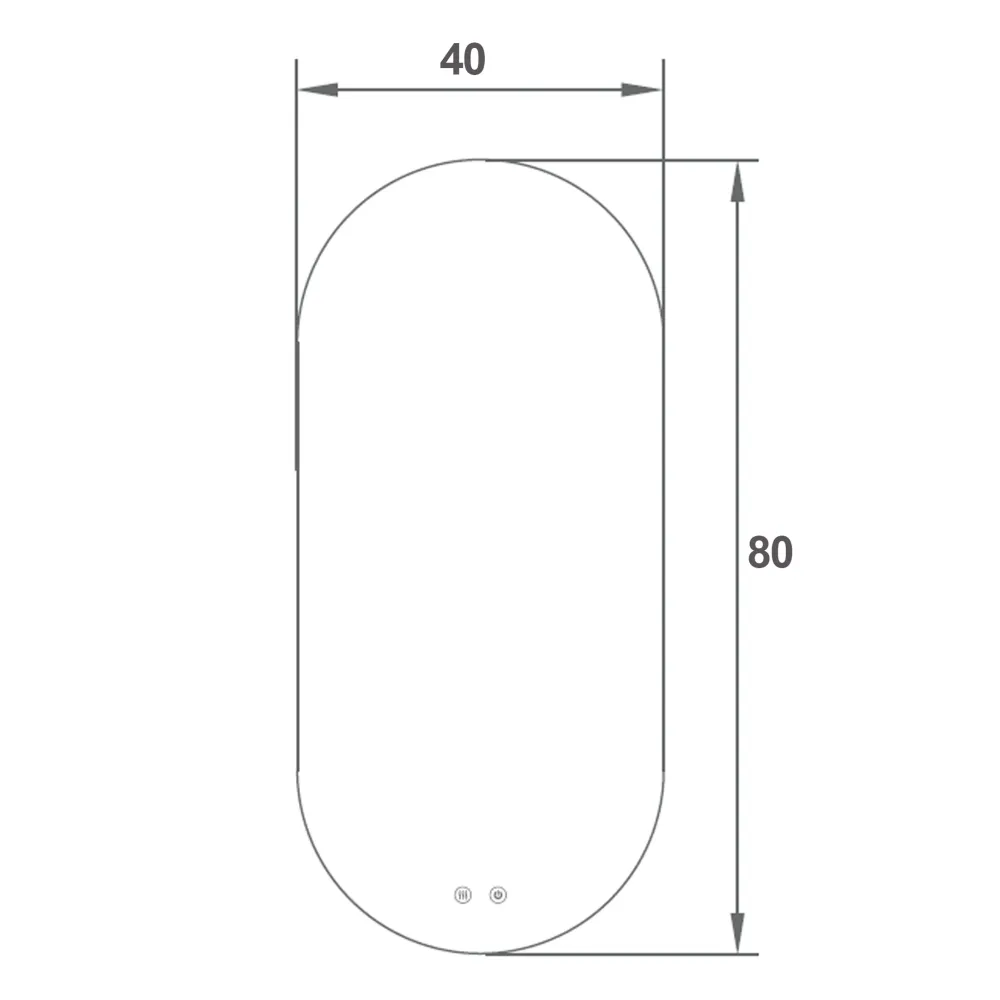 Oval backlit mirror Eterea 40x80 met de hand antifog and 3 light tones