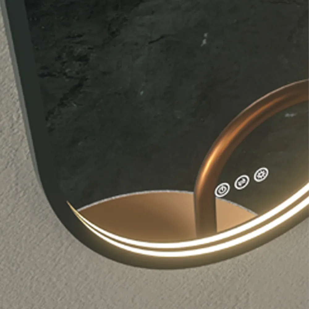 Oval mirror black frame and Eterea 50x100 LED traditioneel antifog and 3 light tones
