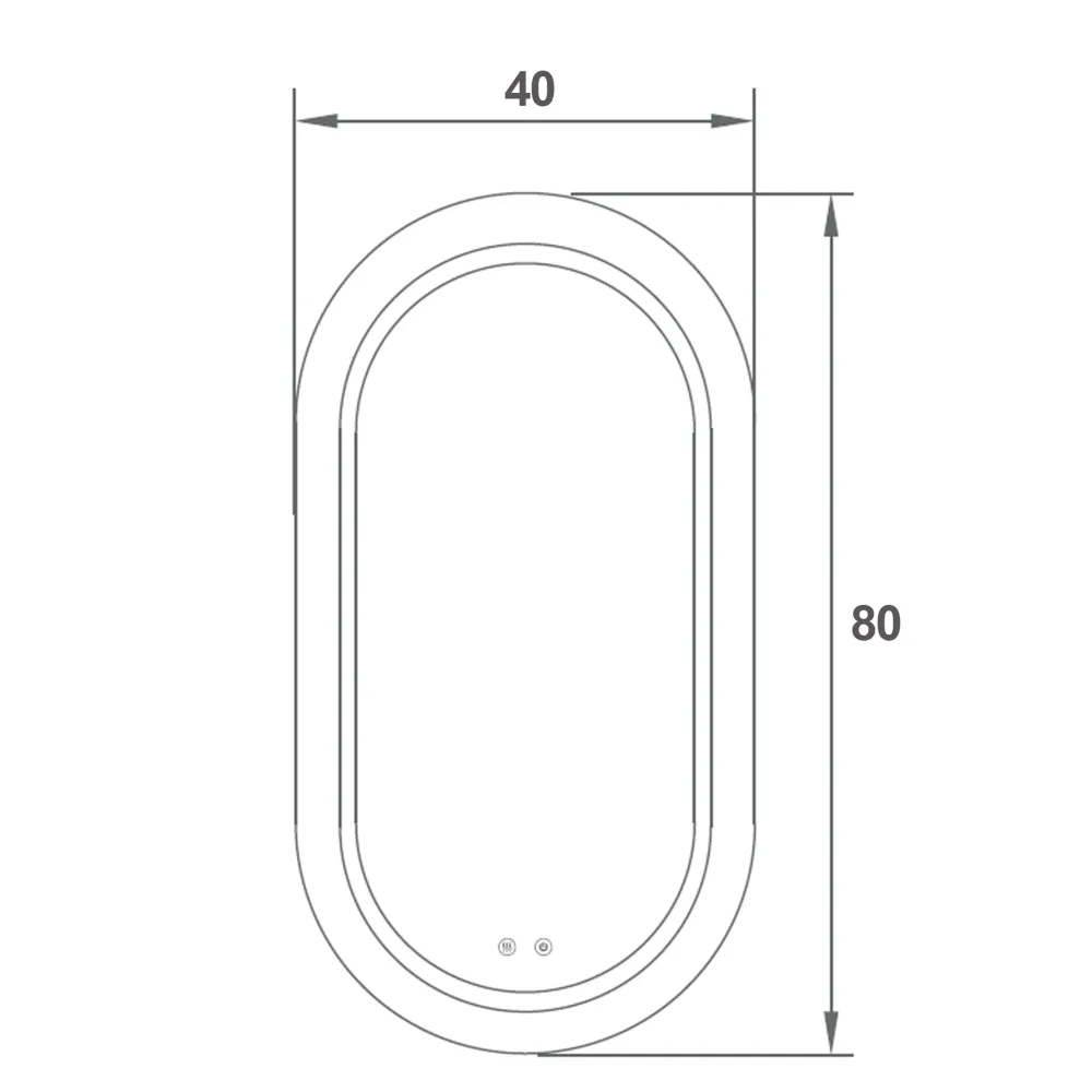 Oval mirror double lighting Eterea 50x80 met de hand antifog and 3 light tones