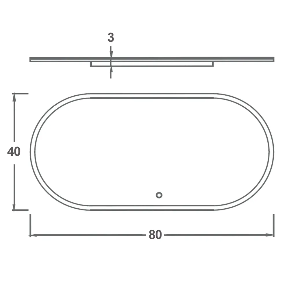 Oval mirror duo lighting Eterea 80x40 antifog and 3 light tones
