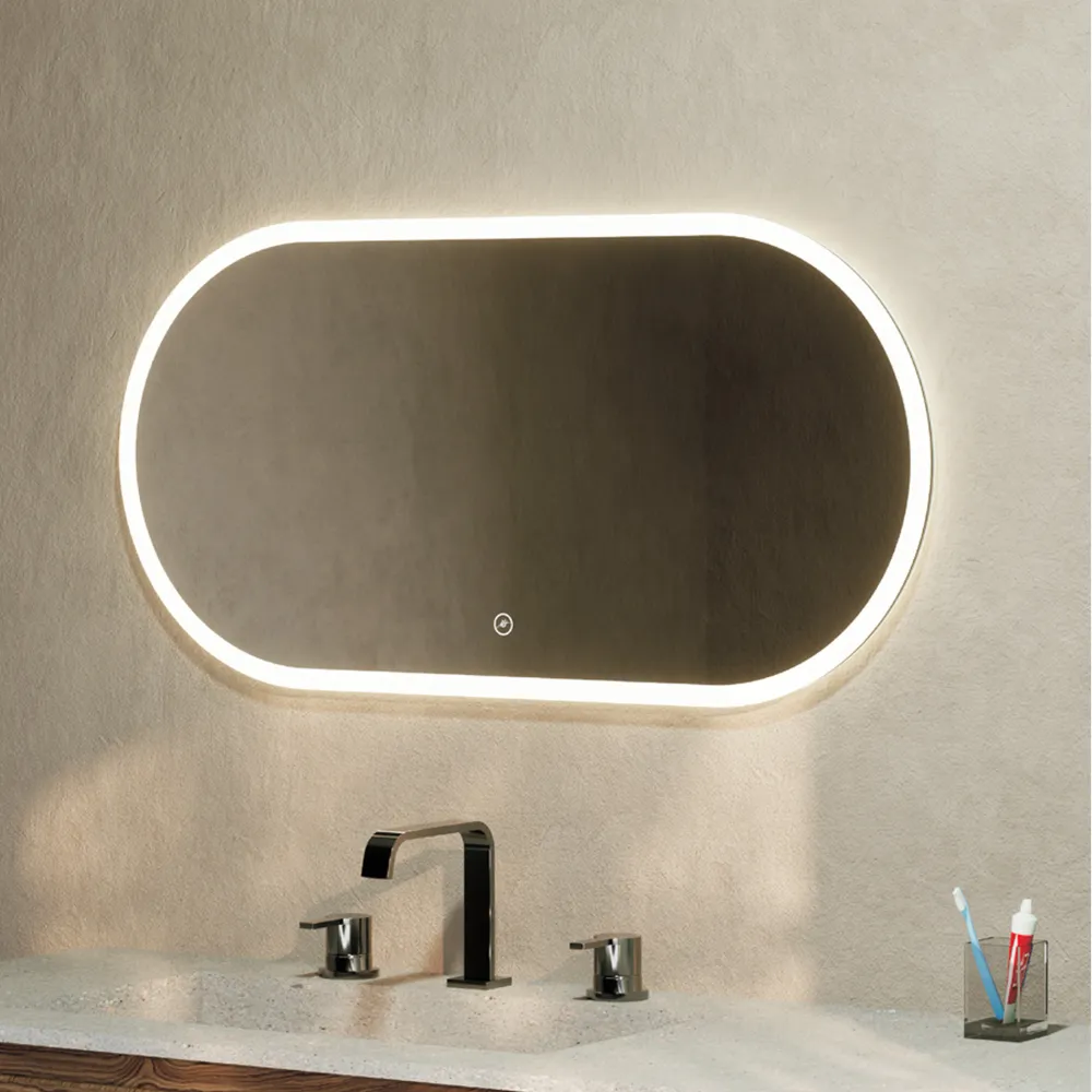 Oval mirror duo lighting Eterea 80x40 antifog and 3 light tones