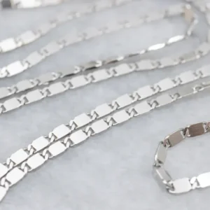 Polished White Gouden Flat Mirror-Link Chain