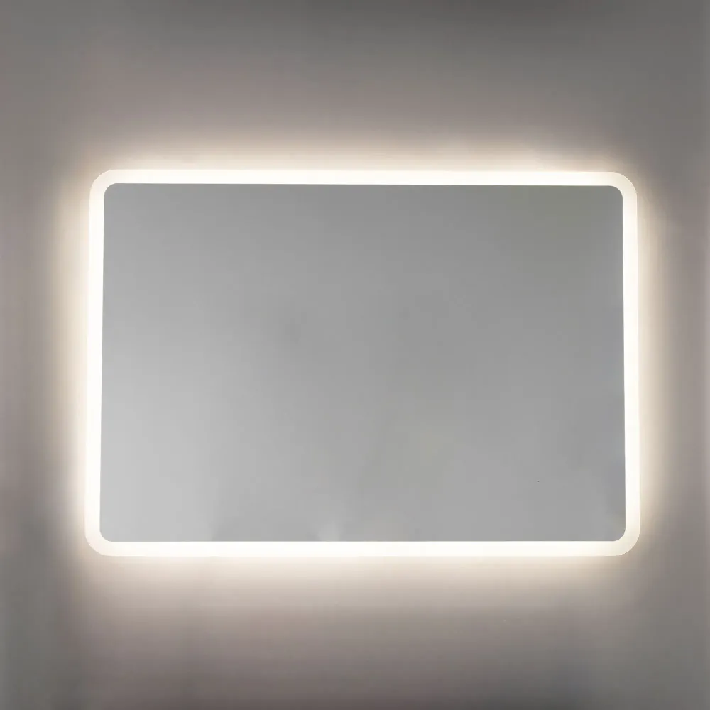 Rectangular LED frame mirror beveled corners 100x70 cm tweezijdig