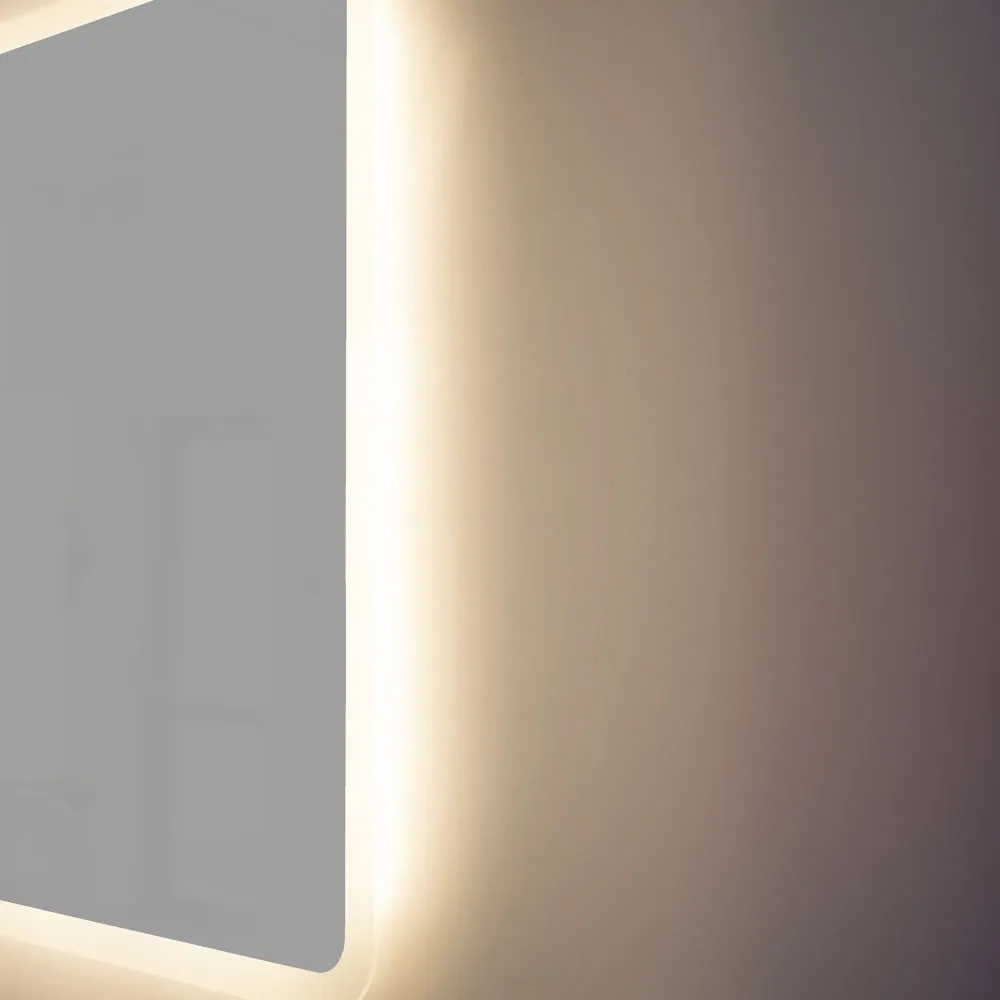 Rectangular LED frame mirror beveled corners 100x70 cm tweezijdig