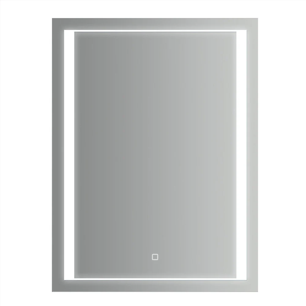 Rectangular mirror integrated LED strip touch activation 60x80h cm