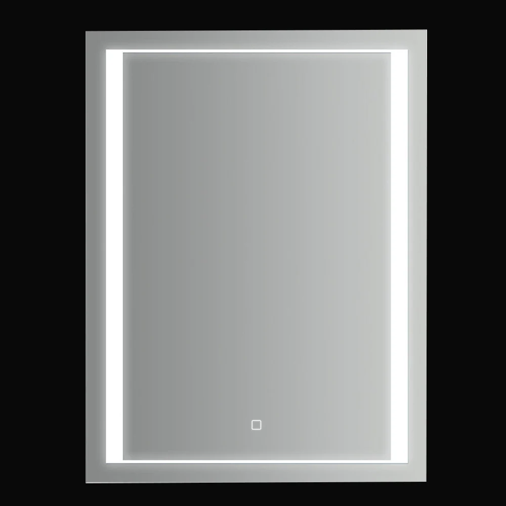 Rectangular mirror integrated LED strip touch activation 60x80h cm