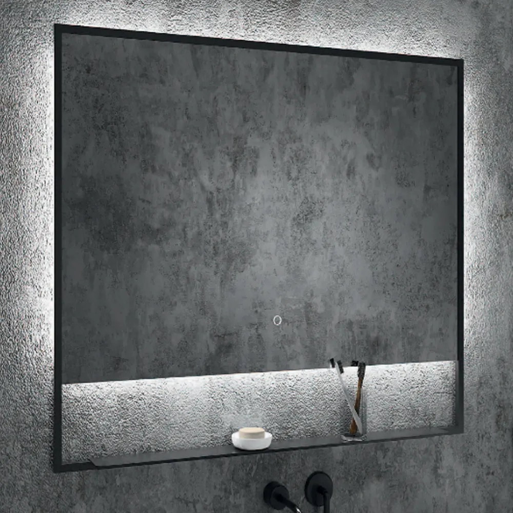 Rectangular mirror van metaal frame Vanitas line integrated LED 80x80 cm